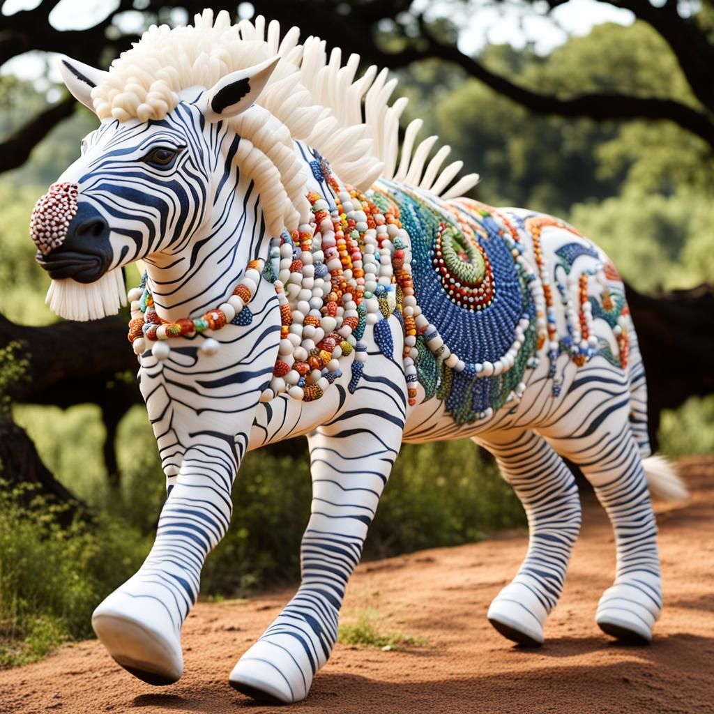 Porcelain Zebra with South African Beadwork