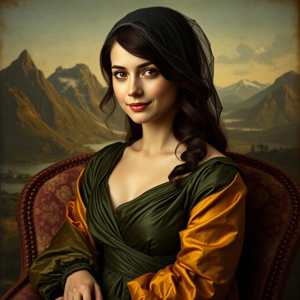 Enigmatic Woman with a Smile in Renaissance Style