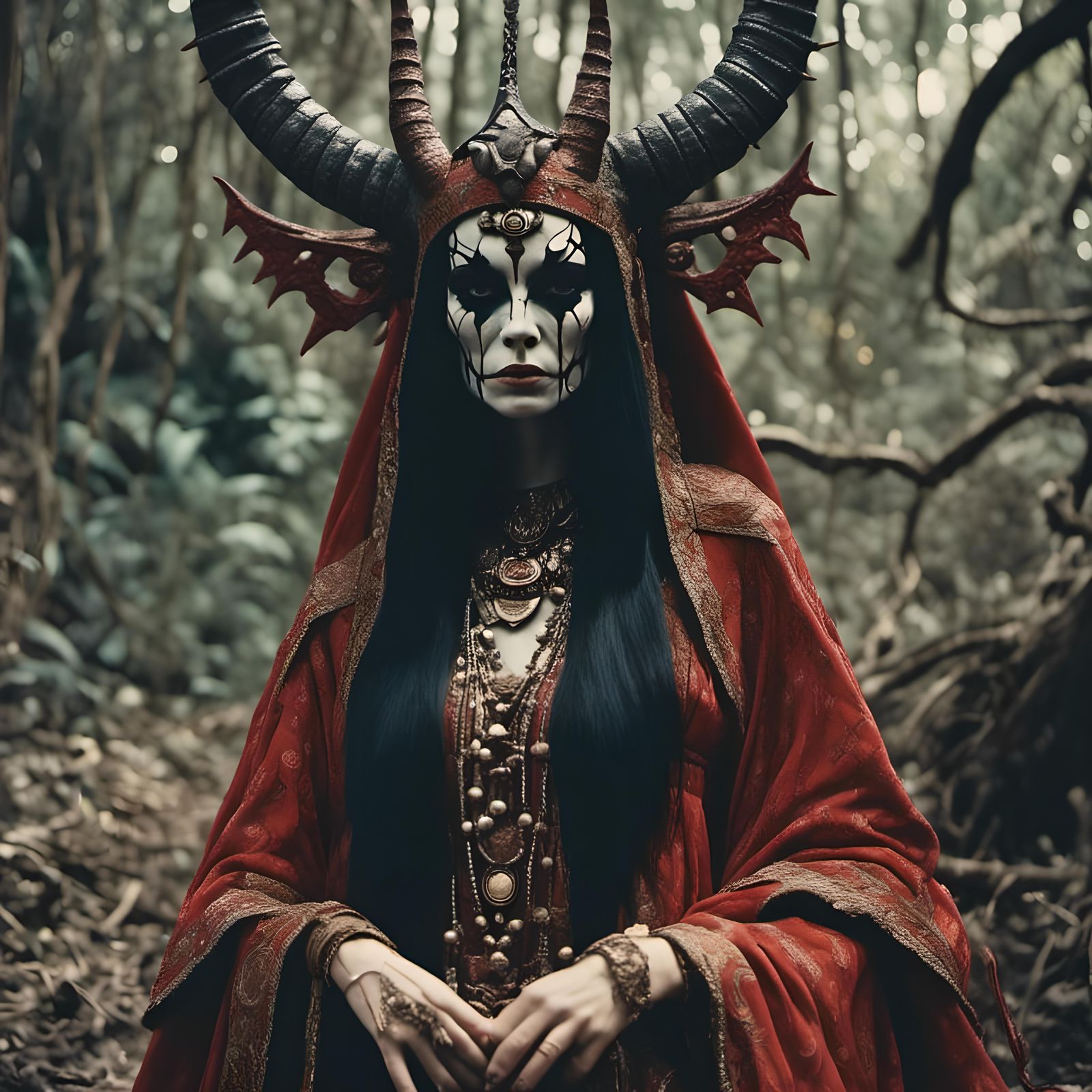 Demon Priestess Portrait in 1970s Style