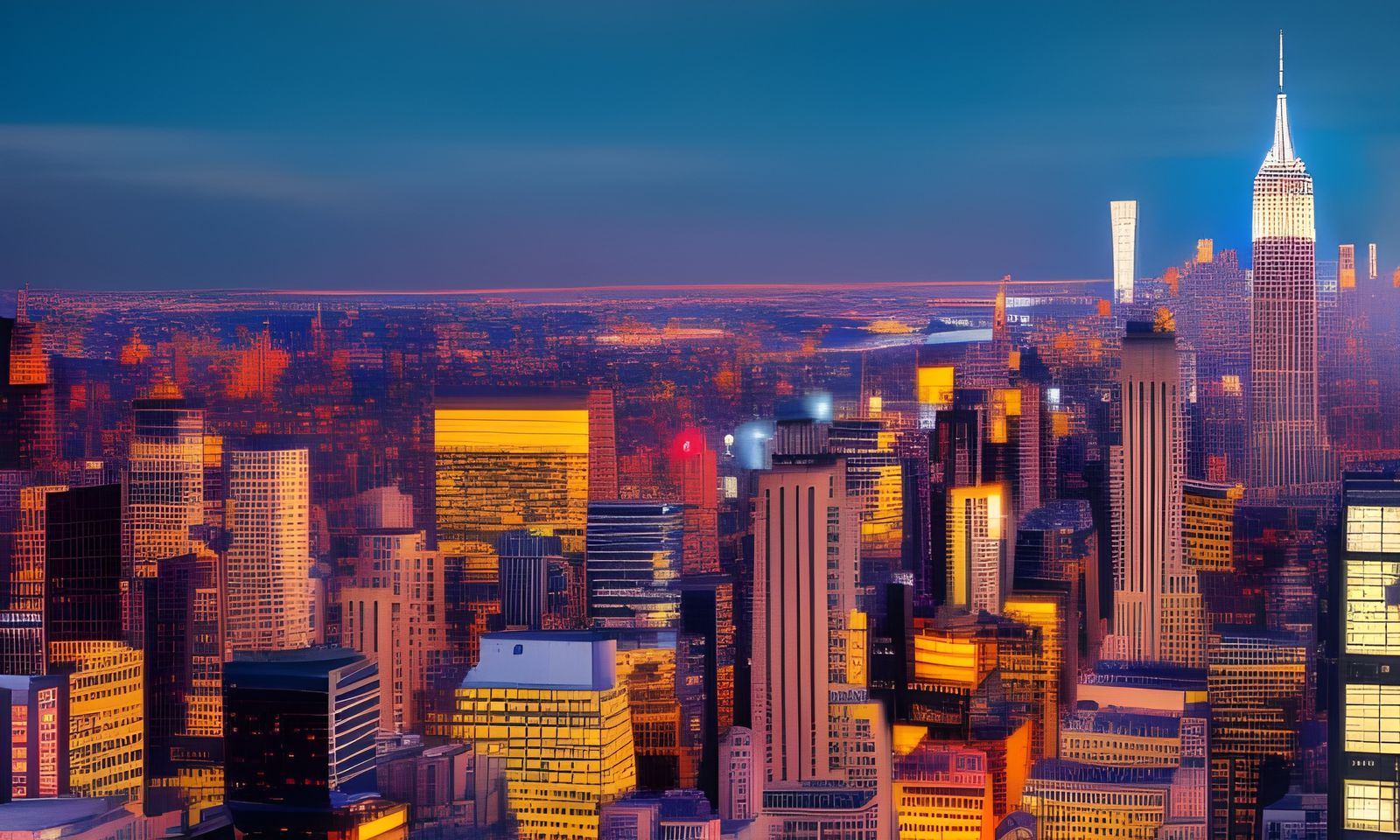 New York City Skyline: Klimt-Inspired Cyberpunk Art