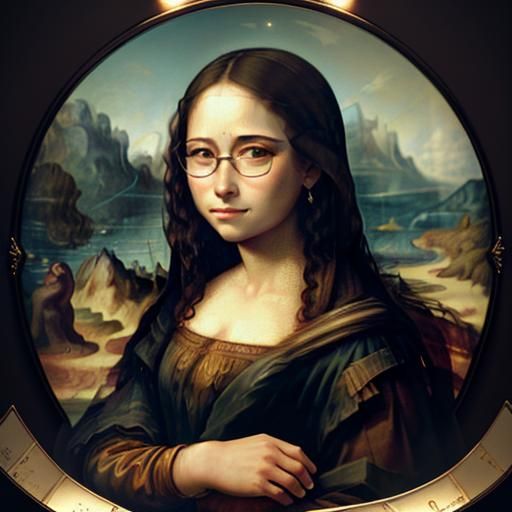 Mona Lisa with Eyeglasses: Hyperdetailed Portrait