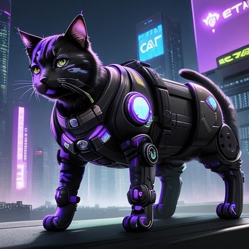 Cyberpunk Steampunk Augmented Cat