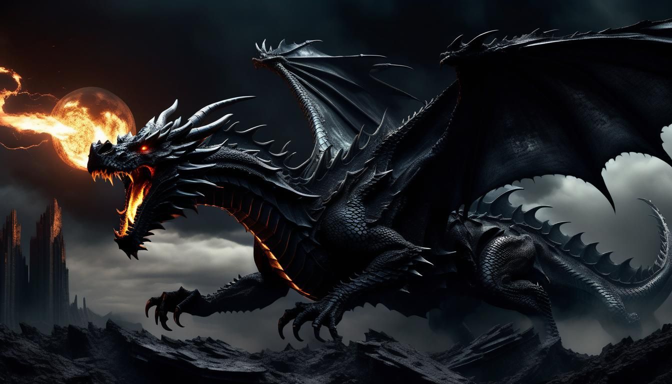 Black Dragon God of Doom in Apocalyptic World