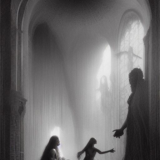 Escape from Chapel Perilous in Doré Style