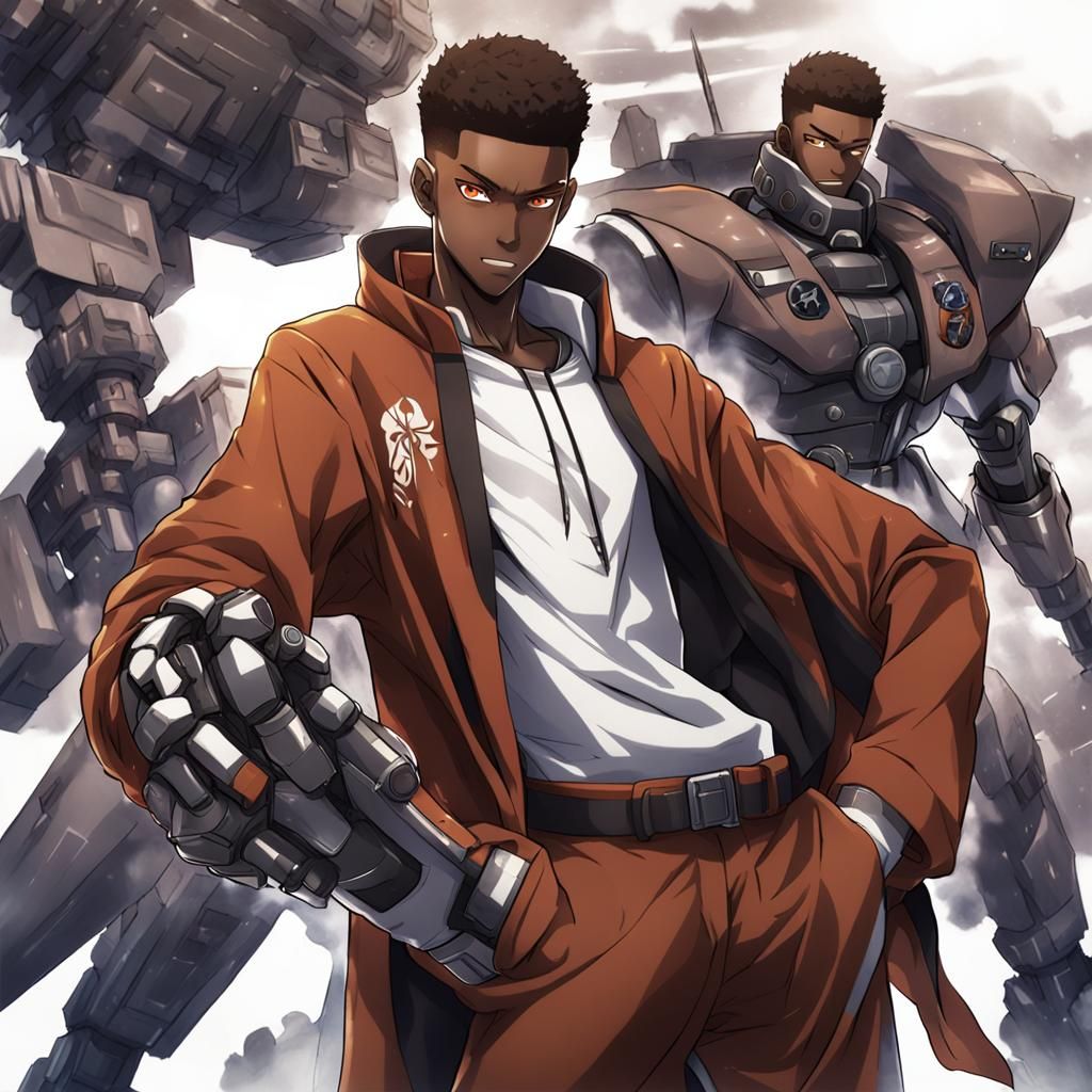 Bionic Boy War Machine in Anime Style