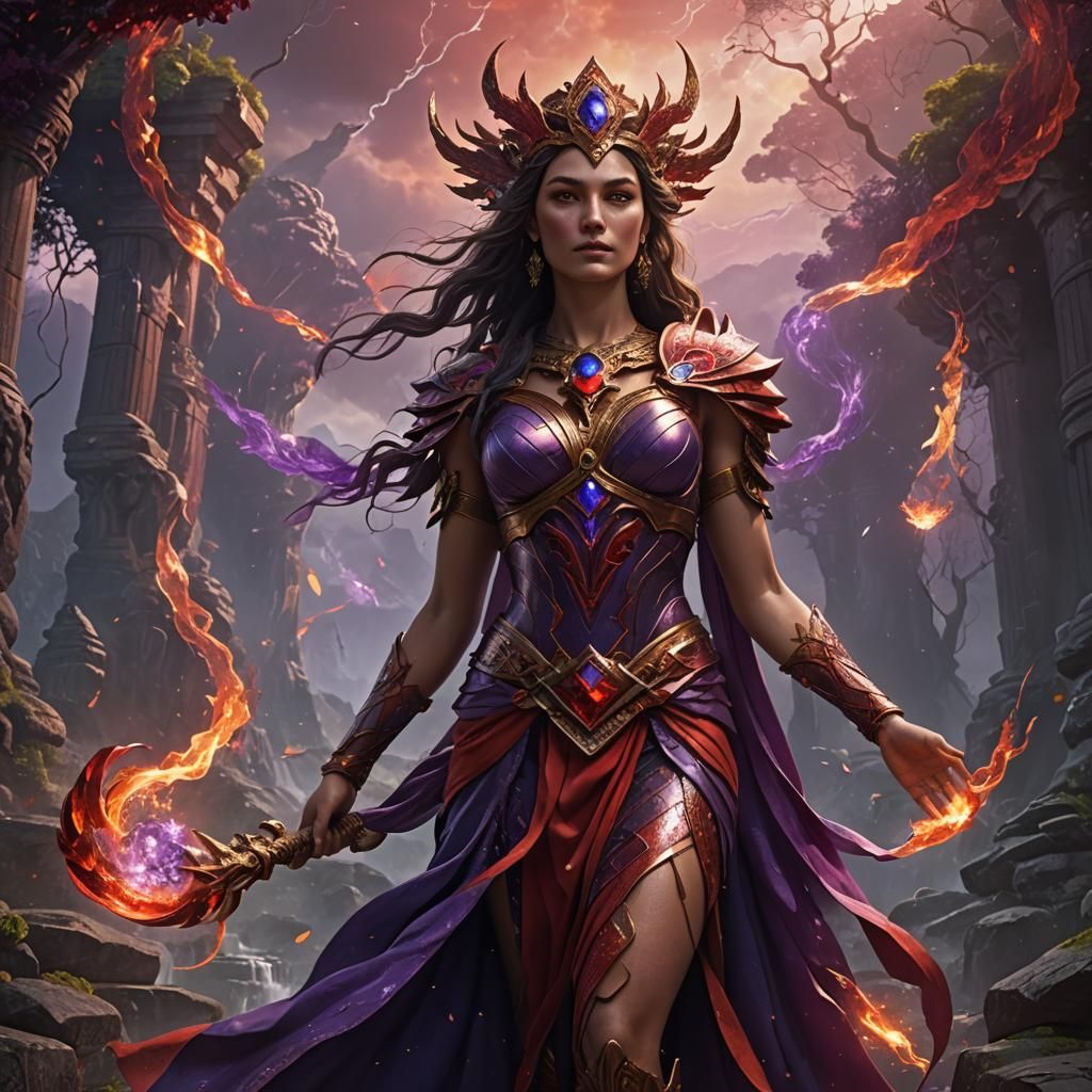 Goddess of Elements: Rebecca in Detailed Matte Painting