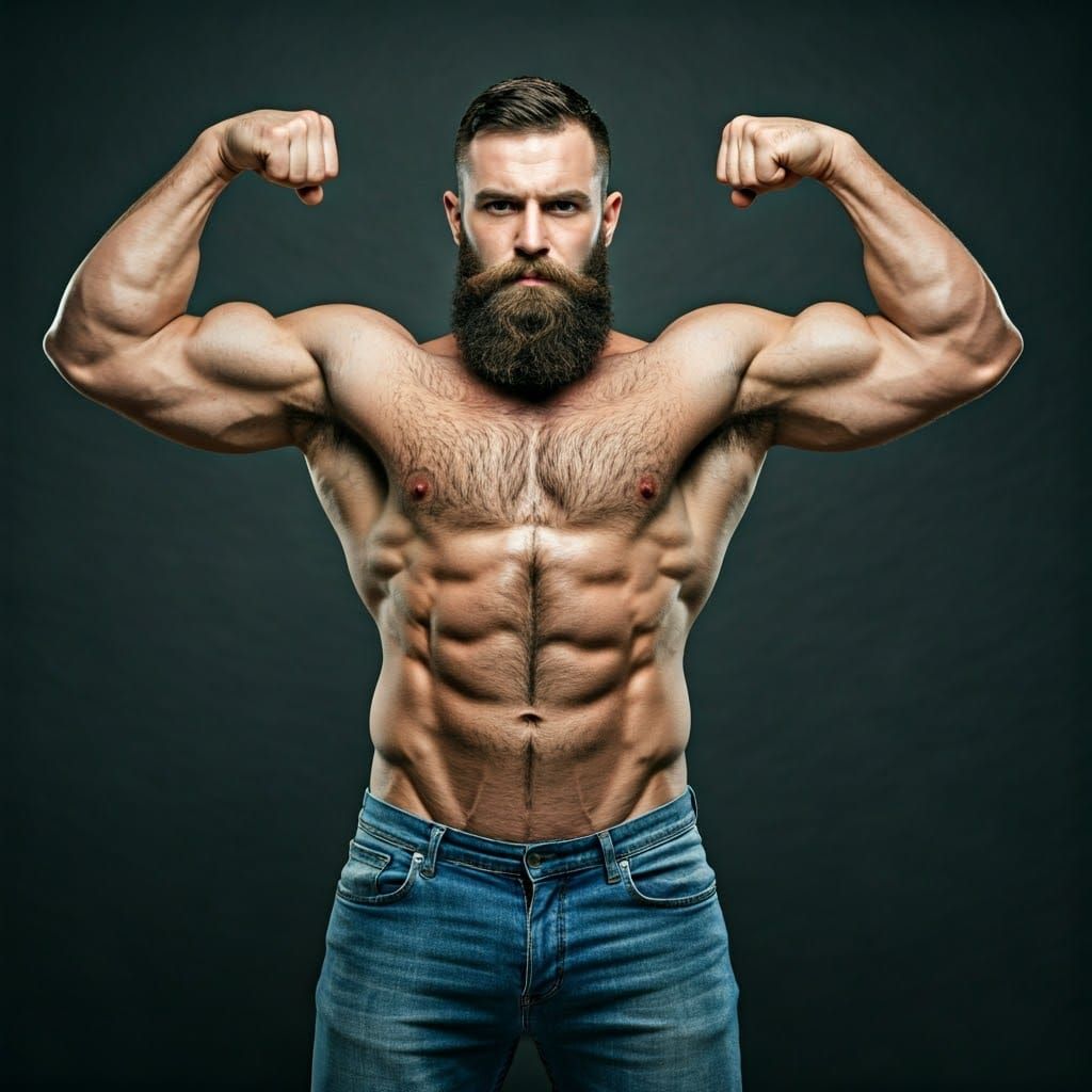 Strong Athletic Man Showcases Muscular Physique in Dramatic ...