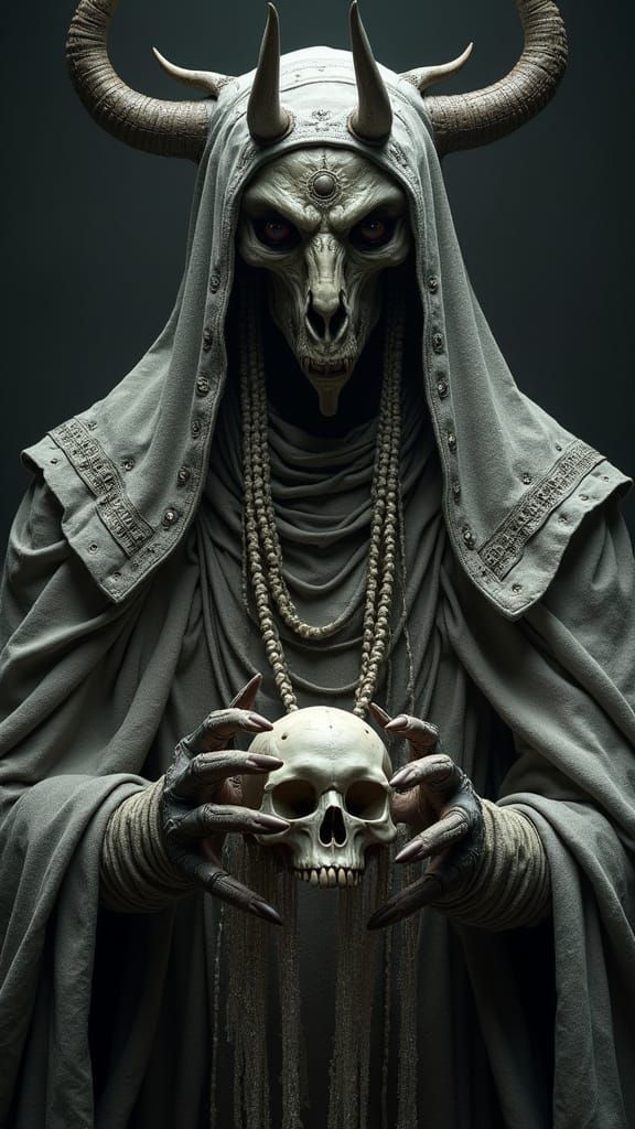 Regal Figure Emerges from Darkness in Gothic Fantasy Scene