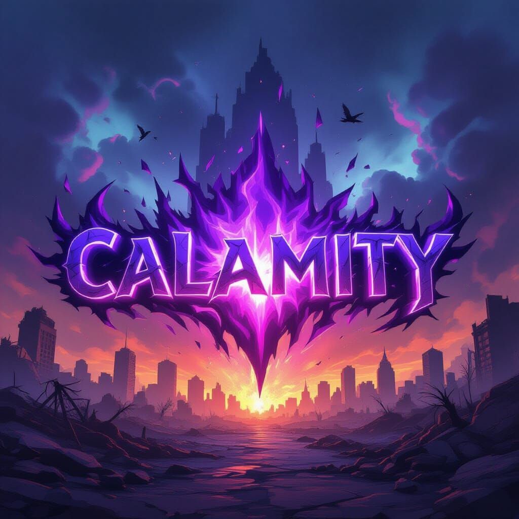 Calamity Logo Made of Purple Energy