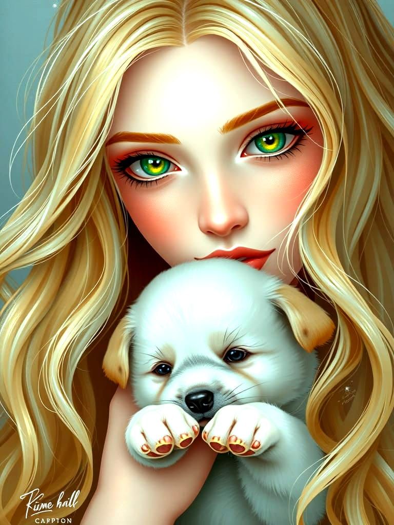 A Chic Portrait of a Beauty with Aqua Hair and Sparkling Eye...