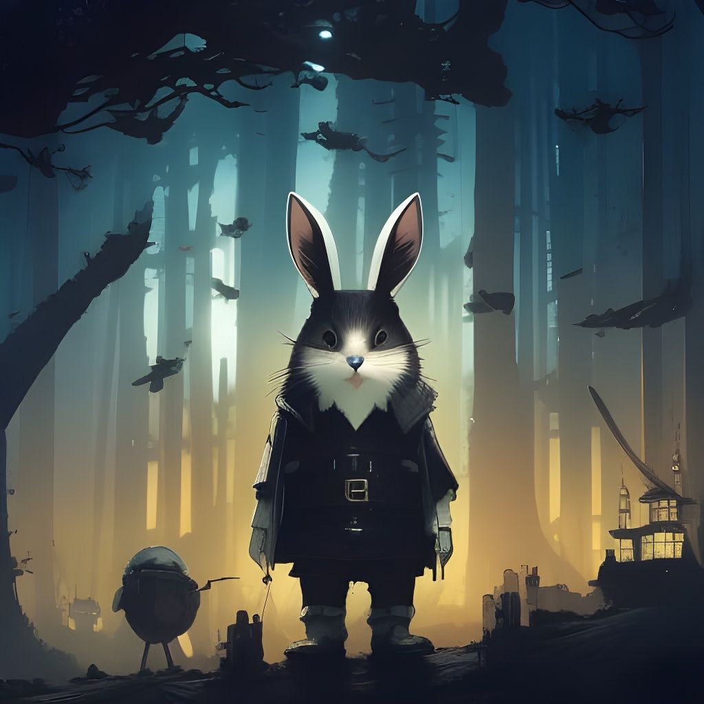 White Rabbit in Mysterious Town: 3D Comic Art