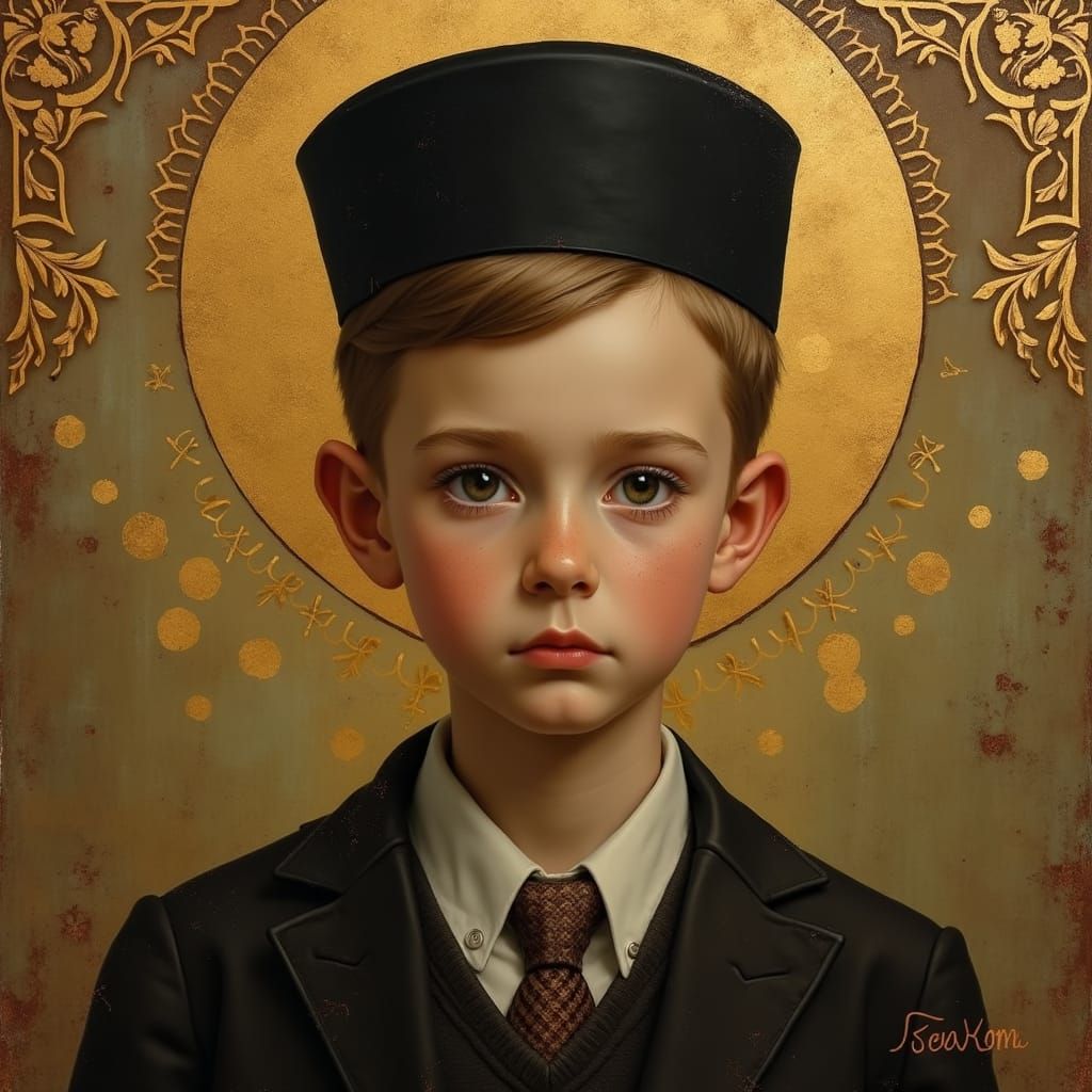 Orthodox Boy Portrait in Classical Painting Style