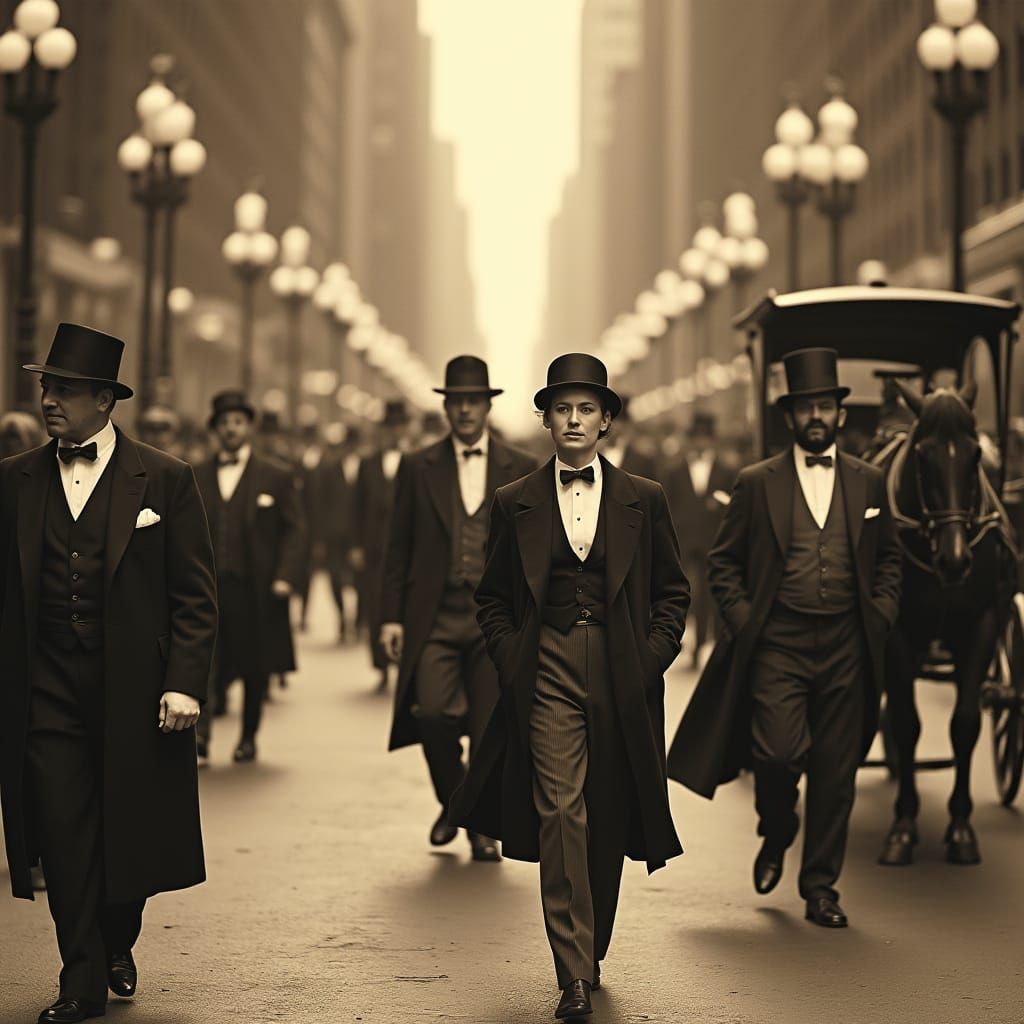 Vintage Sepia Photo of Old New York Street Scene