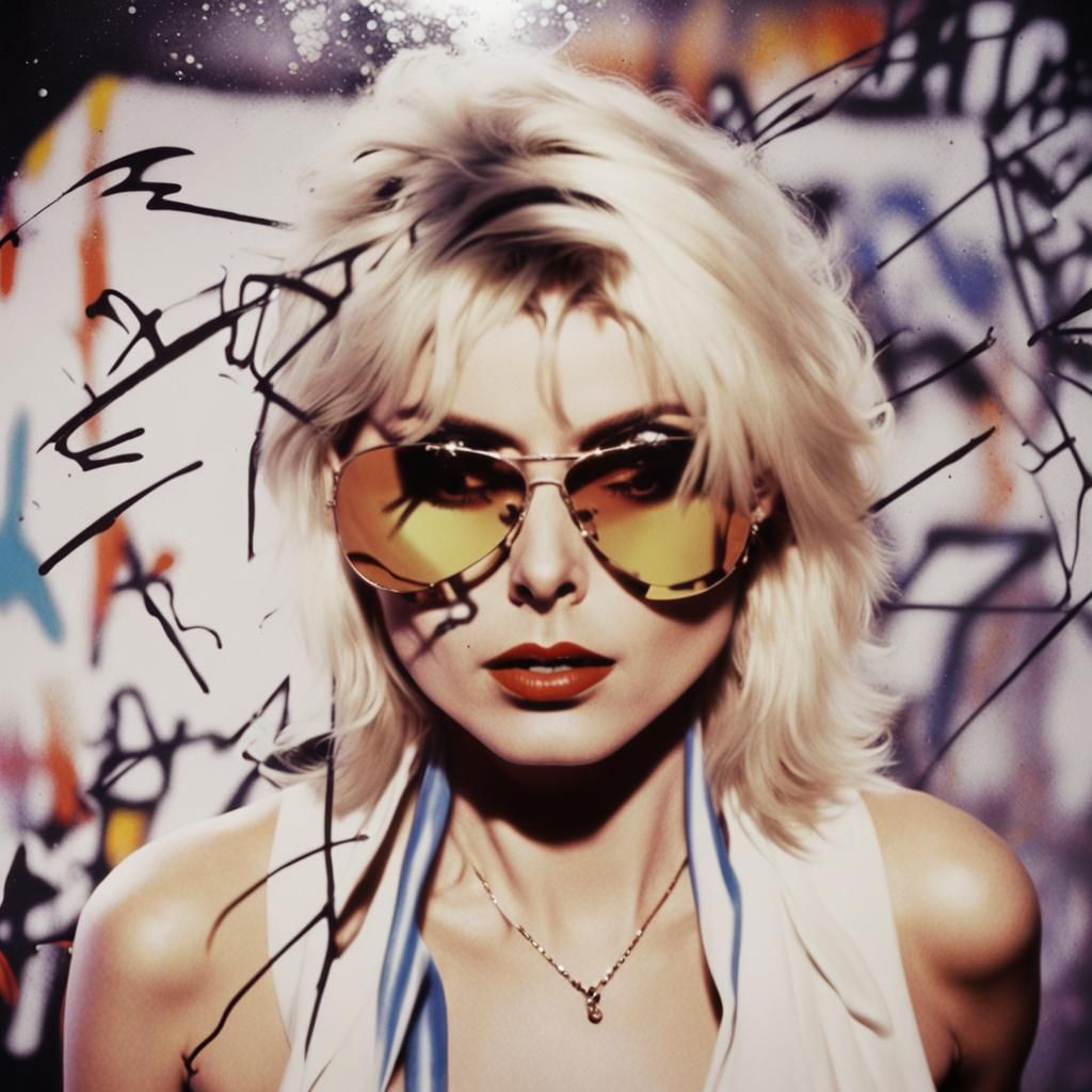 Debbie Harry in Mirrored Shades with Graffiti