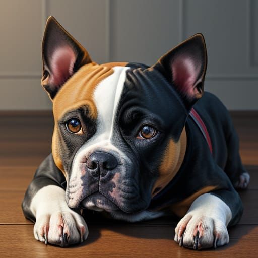 American Staffordshire Terrier Portrait in Vibrant Colors