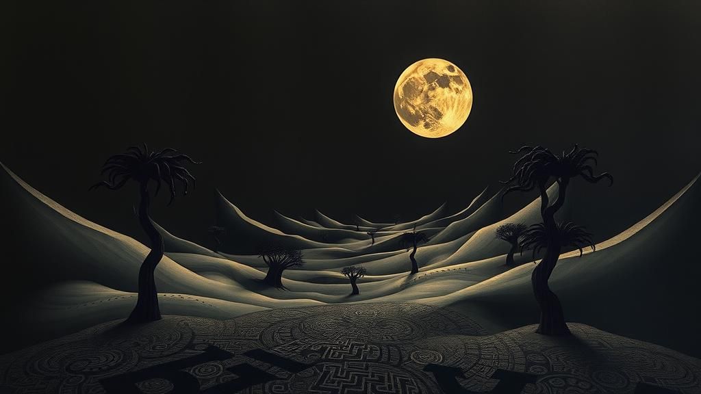 Surreal Desert Landscape with Kinetic Energy