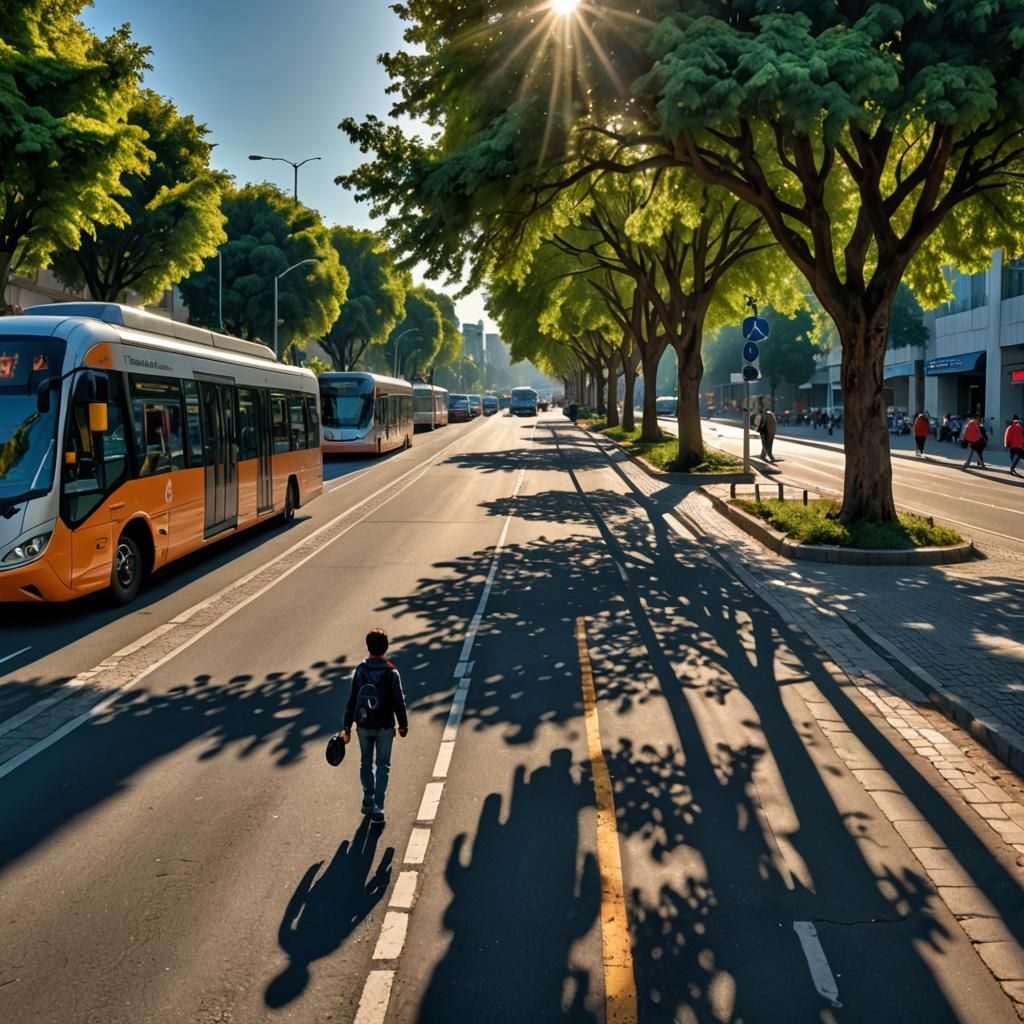 Futuristic Cityscape with Advanced Transport and Nature