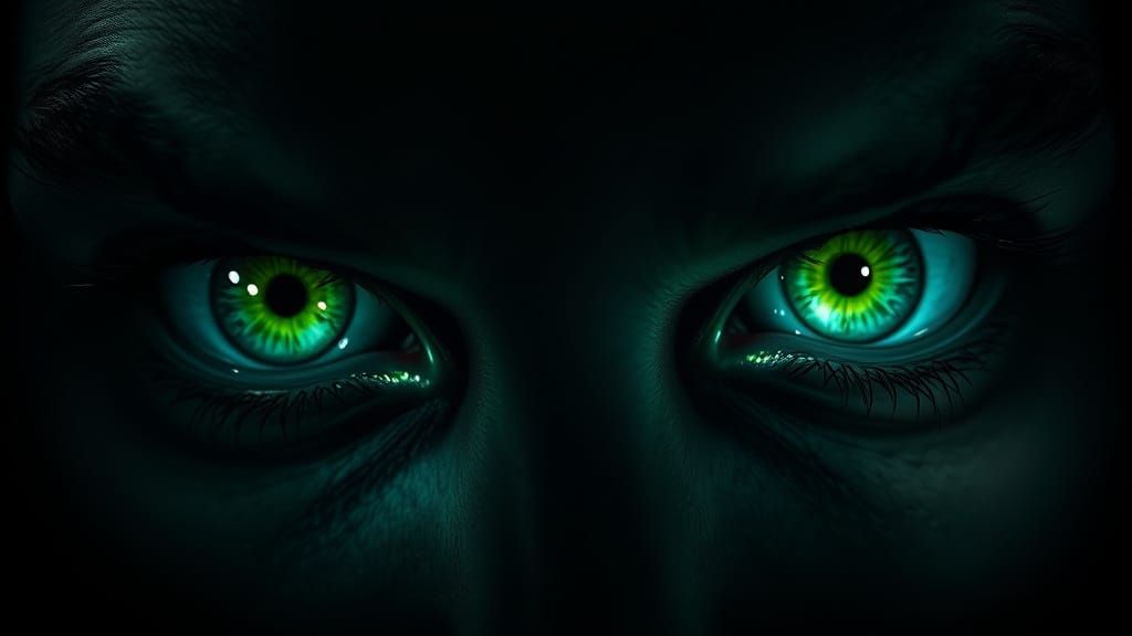 Ethereal Dark Eyes in a Midnight Dreamscape