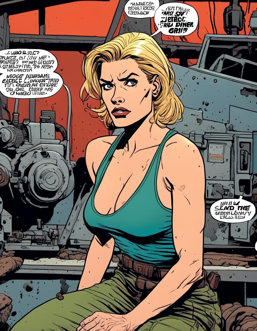 Sci-Fi Mechanic in Gritty Graphic Novel Style