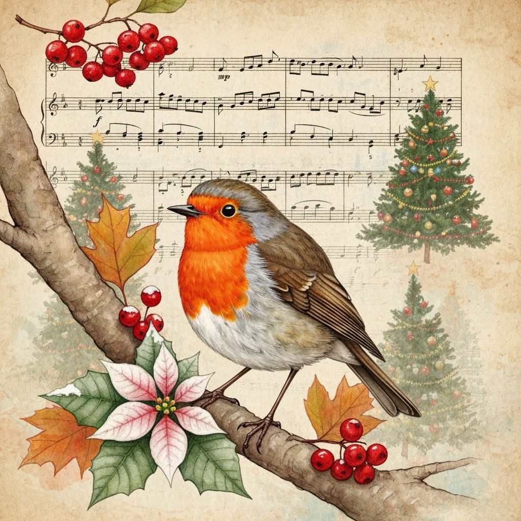 European Robin Perched Amidst Christmas Serenity