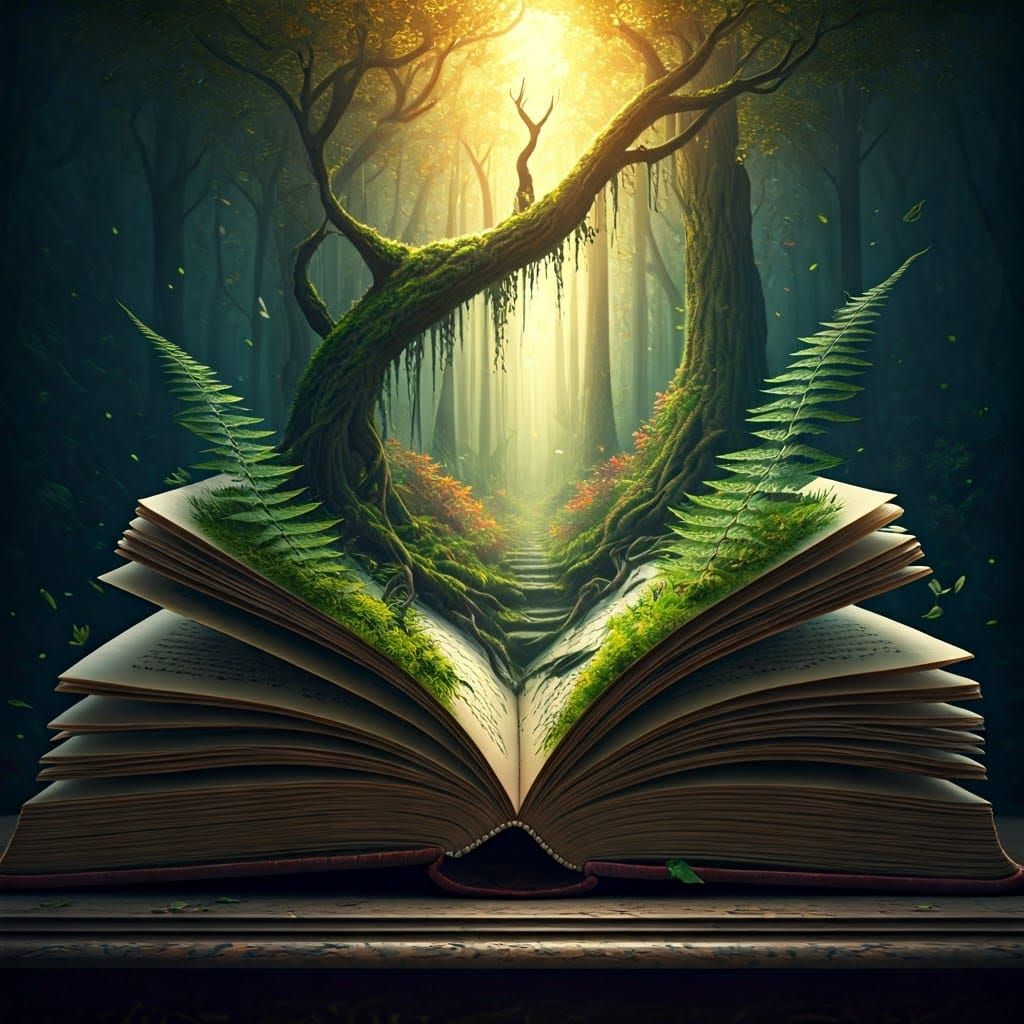 Whimsical Woodland Bookset inearthly Realism Style