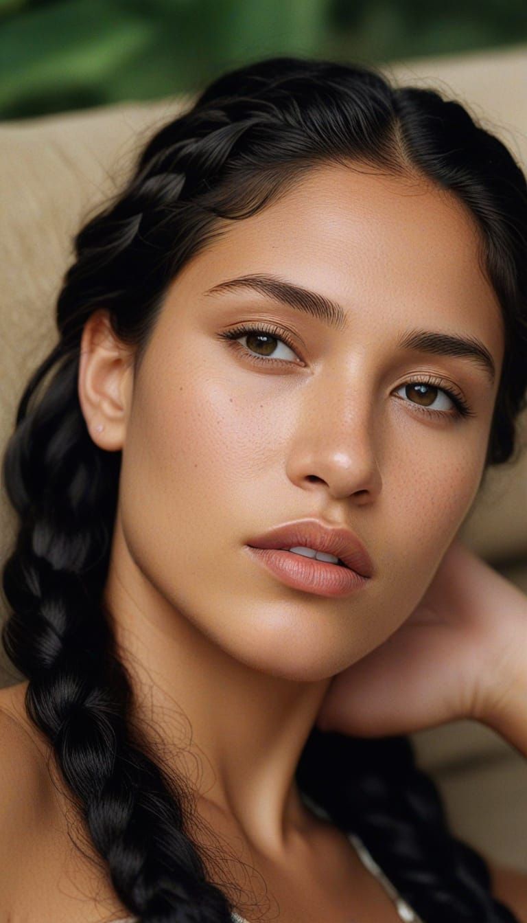 Polynesian Woman Portrait in Soft Golden Light
