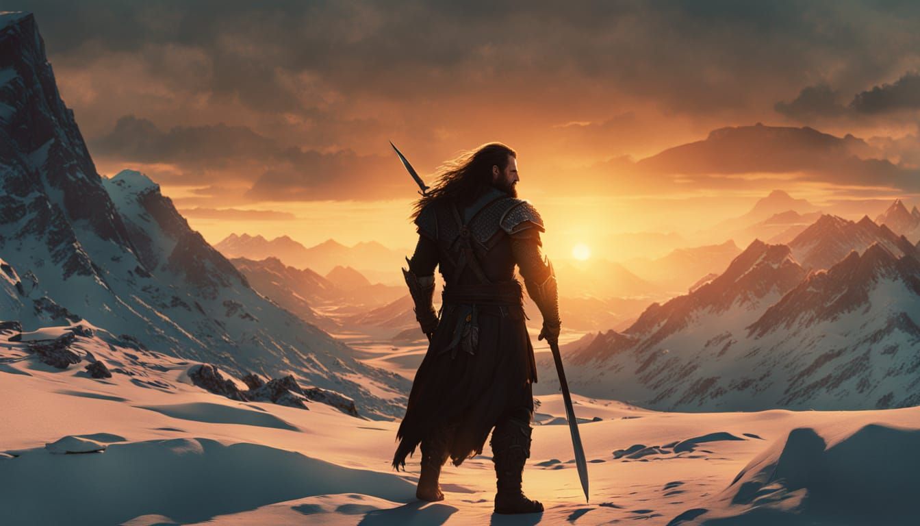 Epic Nord Warrior in Cinematic Film Still