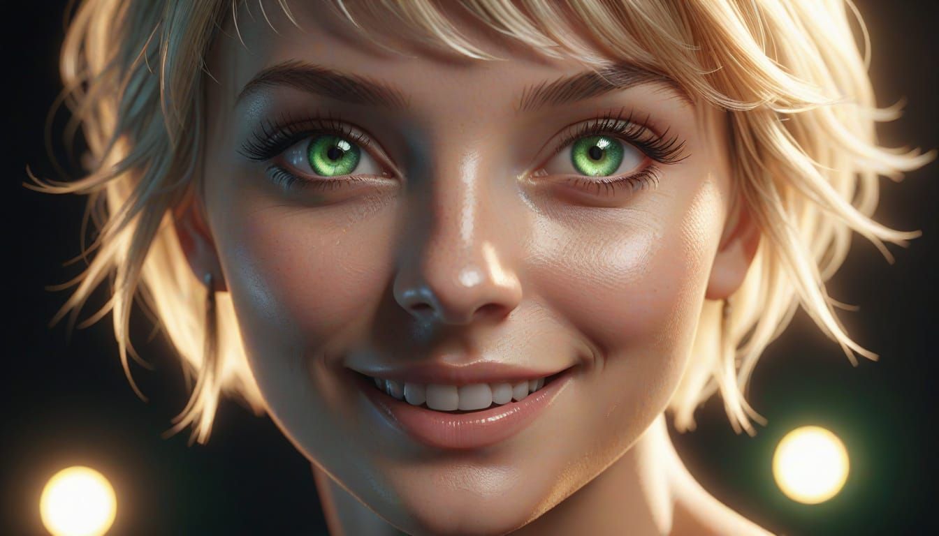 Pixie Woman's Enchanting Green Eyes