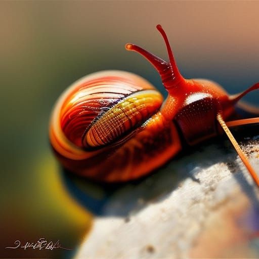 Hyperrealistic Snail Painting in Deep Color