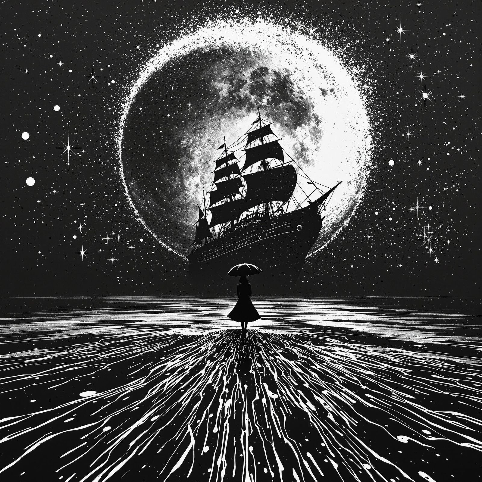 Magical Night: Spilled Paint Vertigo Art