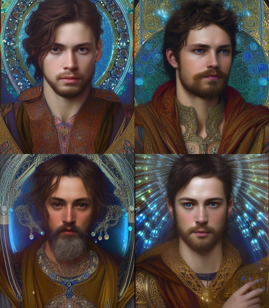 Handsome Mage with Glowing Water Droplets