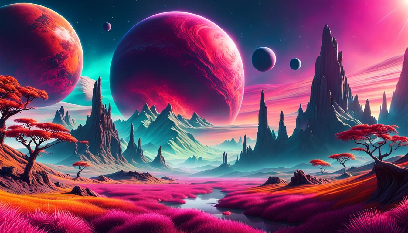 Surreal Alien Planet Landscape in Digital Art