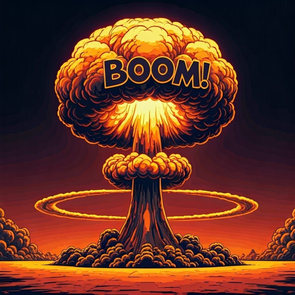 Nuclear Explosion Spells Out "Boom!" in Fiery Letters