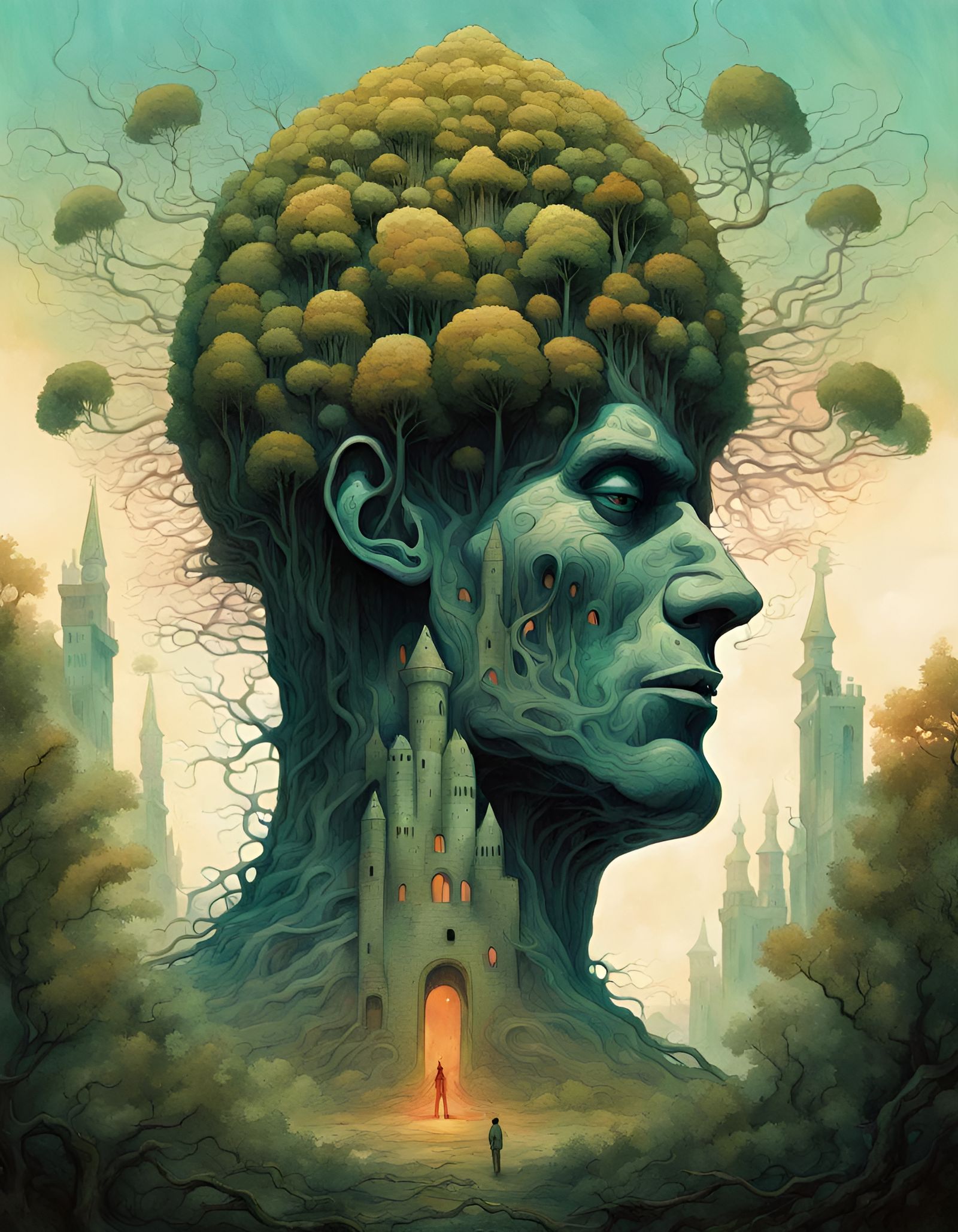 Surreal Castle Monster Portrait in Dreamscape