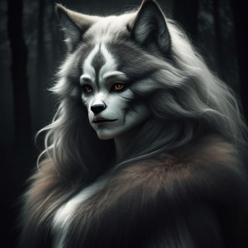 Mystical Transformation: Woman into Wolf Creature