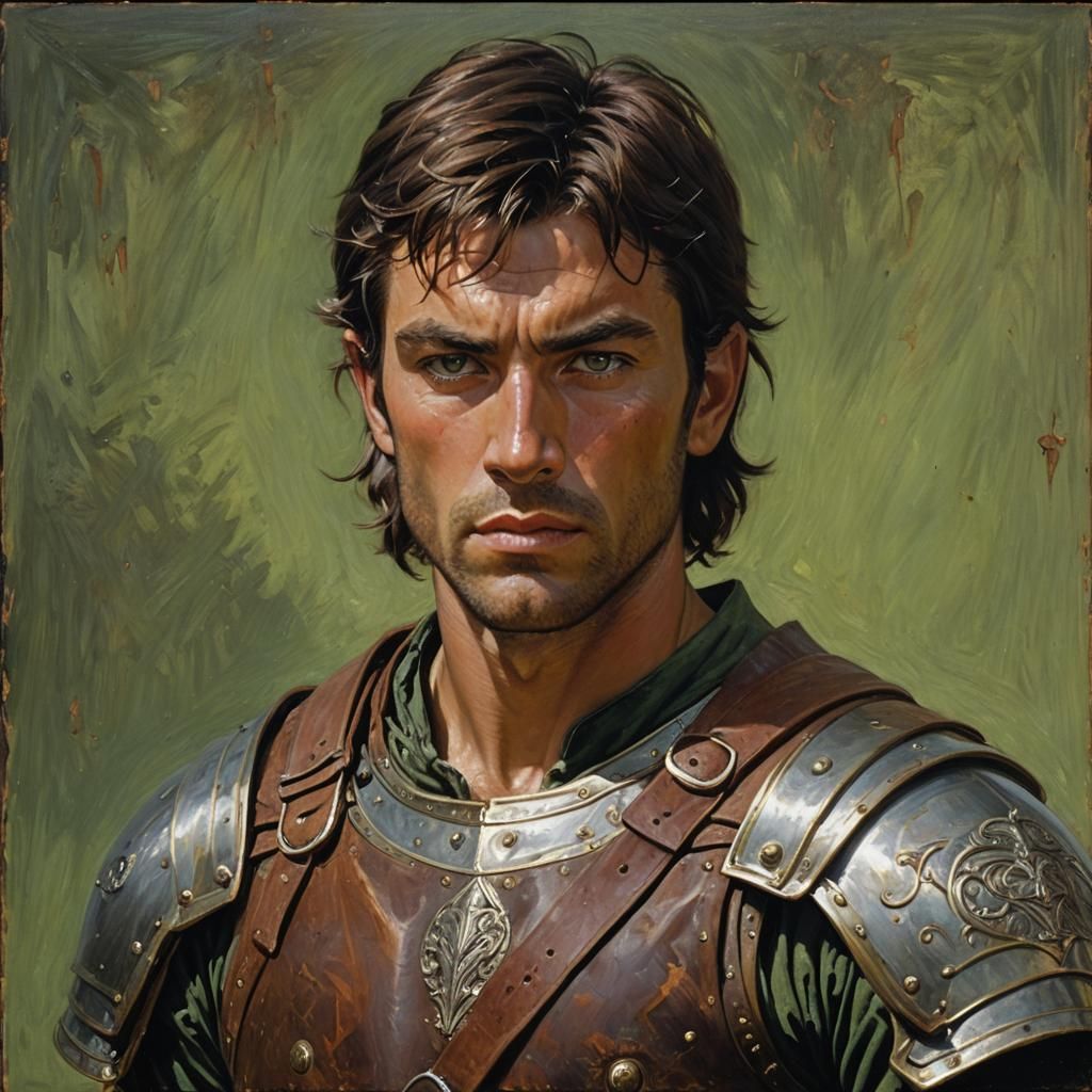 Human Warrior Portrait as Oil Painting