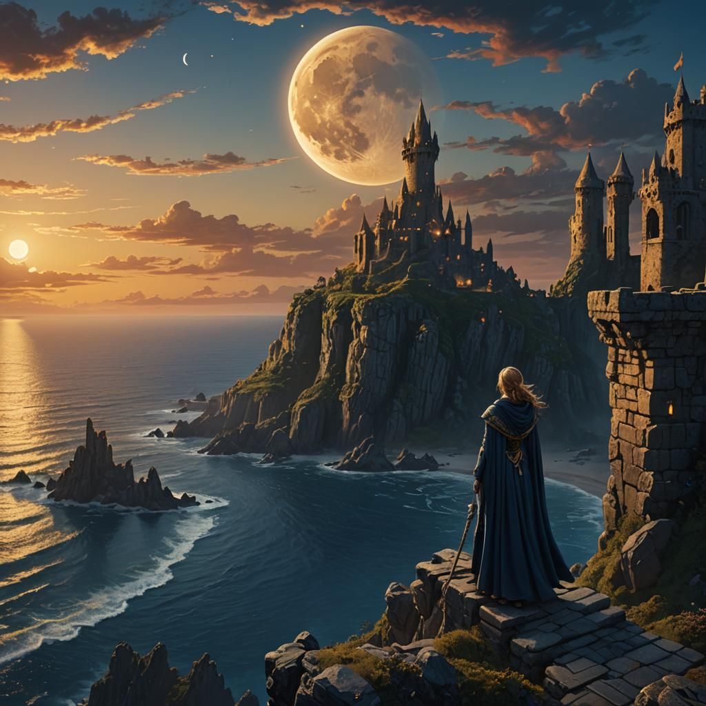 Sorceress at Sunset: Cinematic Matte Painting