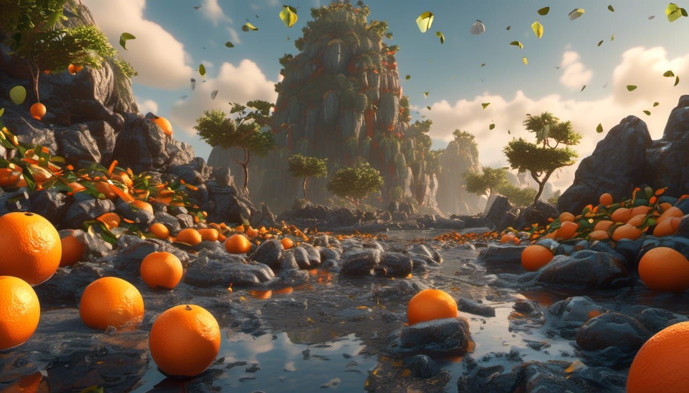 Fantastical Matte Painting of Oranges and Limes