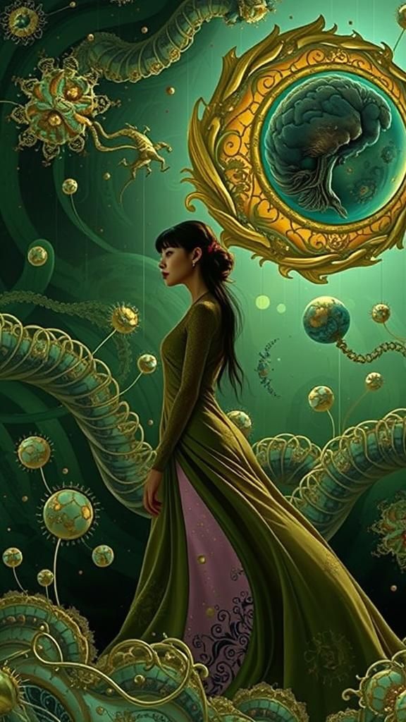 Brain Network in Warped Perspective, Digital Art