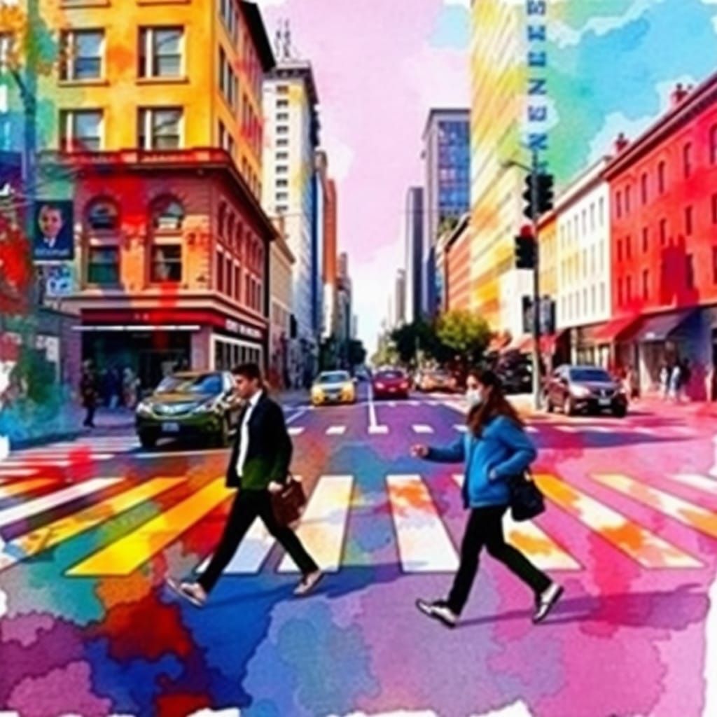 Abstract Double Vision of San Francisco Crossing