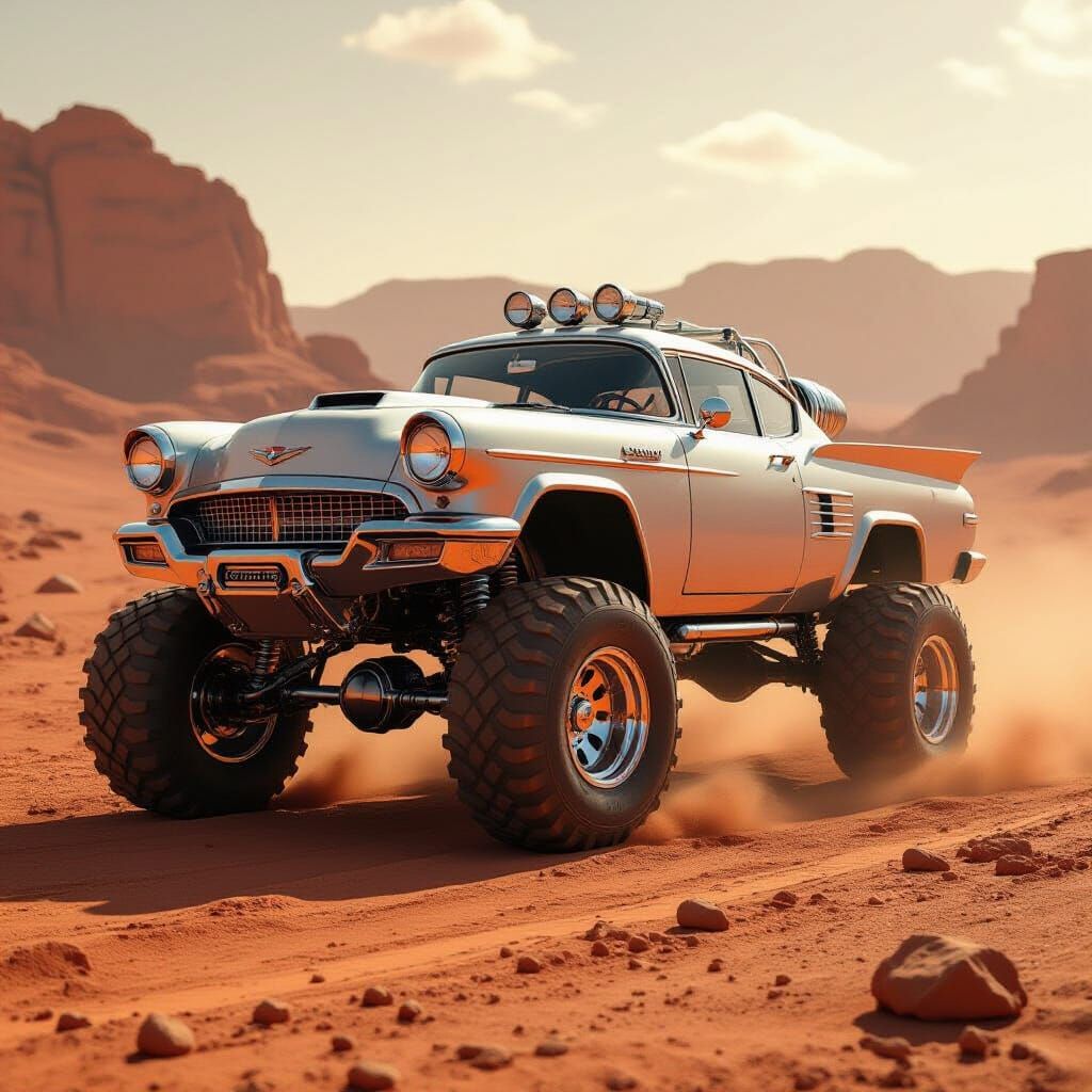 Retro-Futuristic Mars Rover, 1950s Auto Style