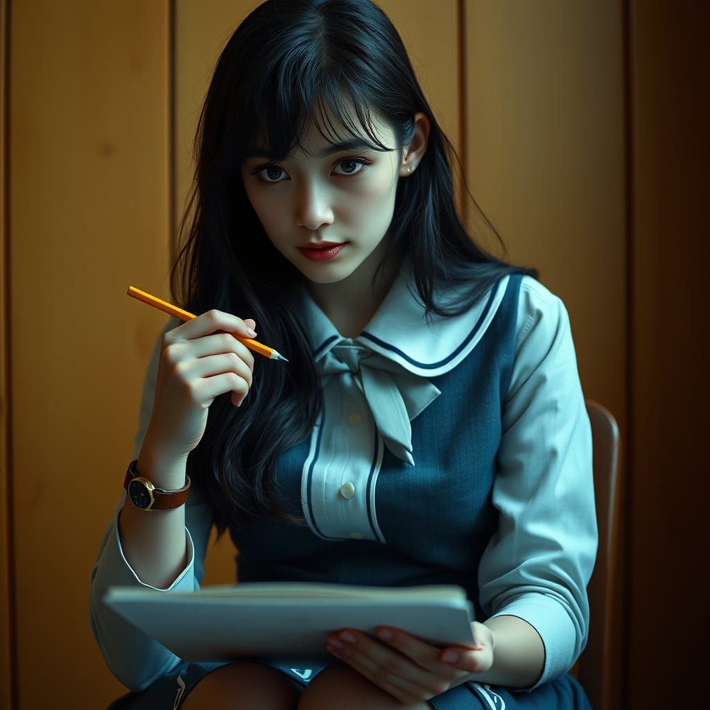 Vintage Schoolgirl Captured in Cinematic Still