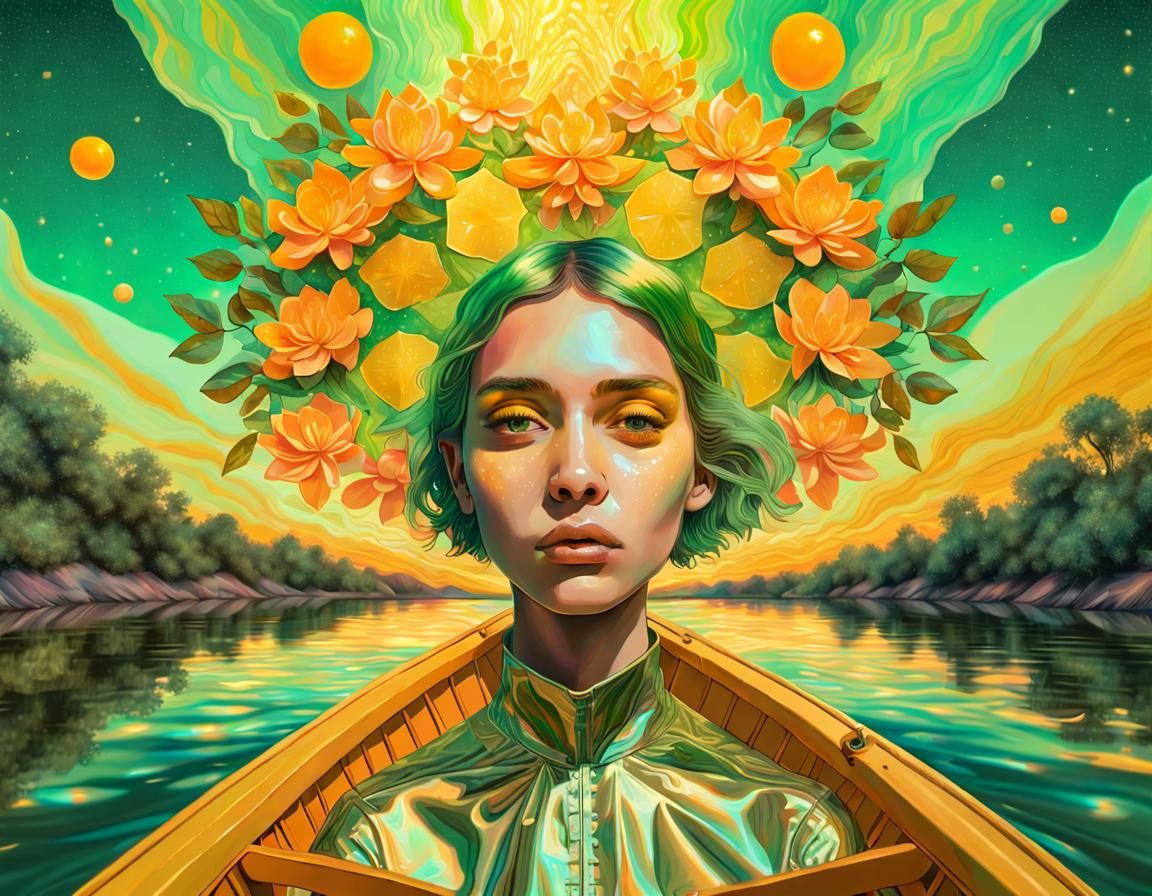 Surreal River Scene with Kaleidoscope Eyes