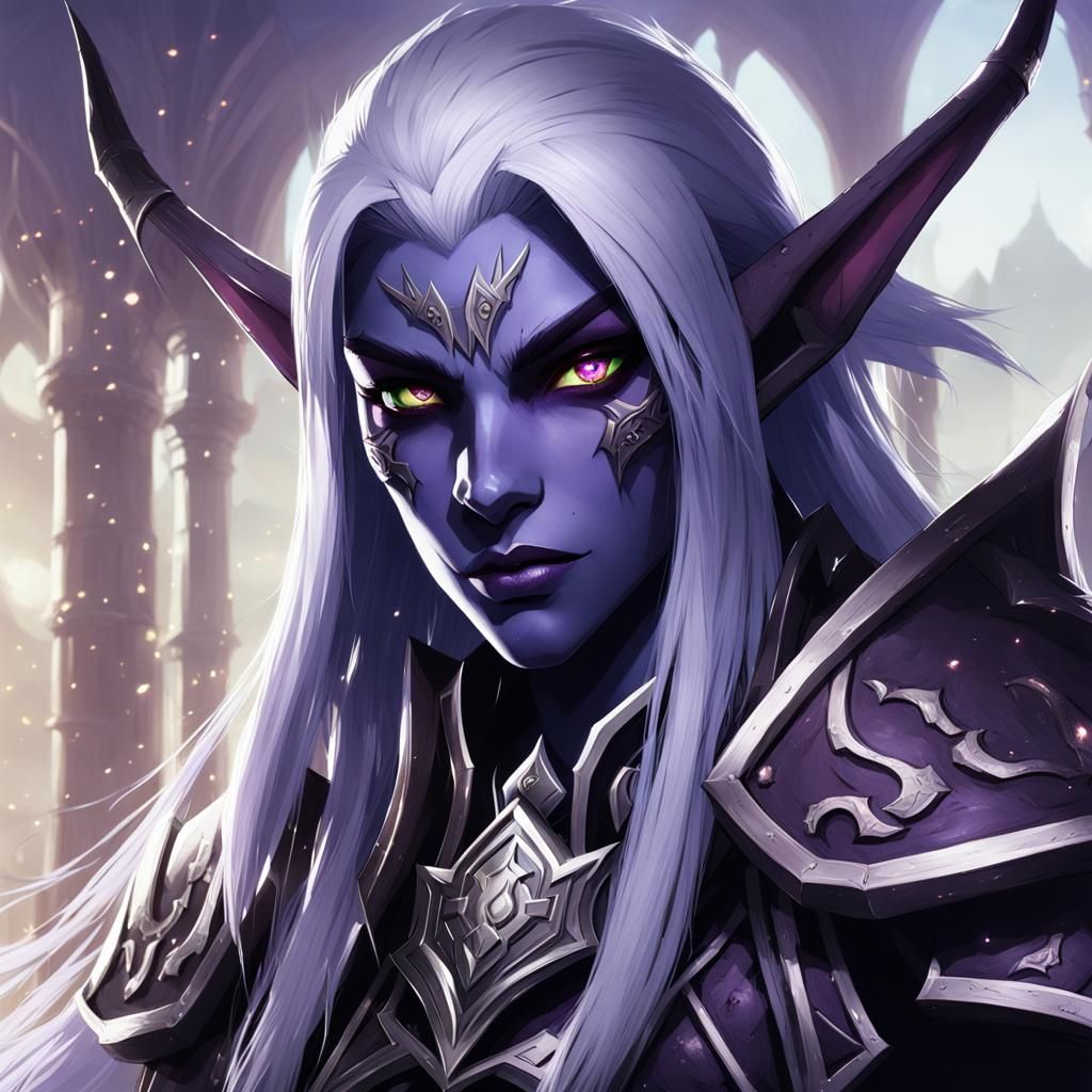 Beautiful Dark Elf in Cel-Shaded Anime Style