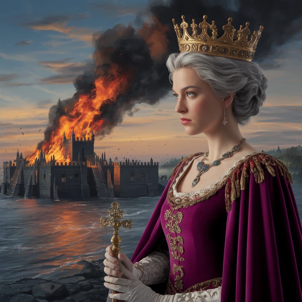 Exiled Queen Watches Her Burning Kingdom