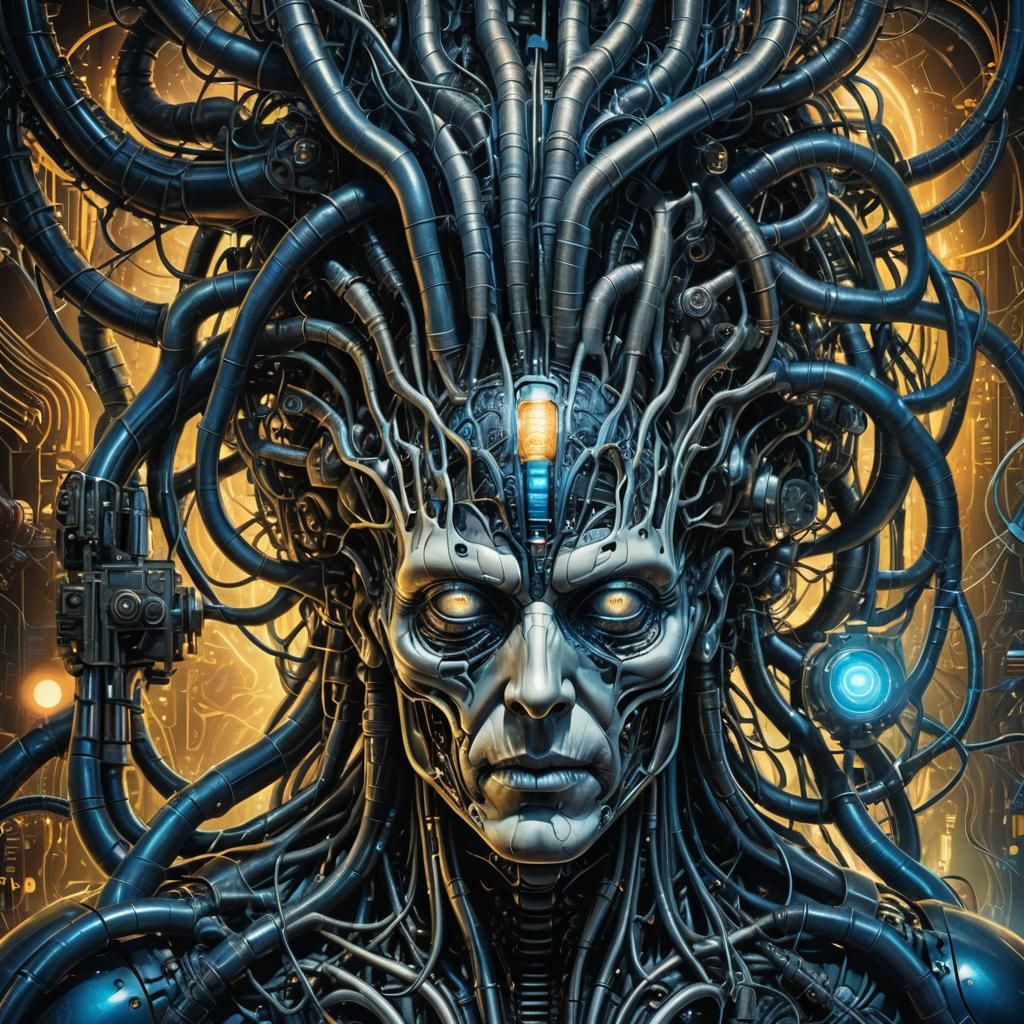 Biomechanical Brain Projector: Surreal Concept Art