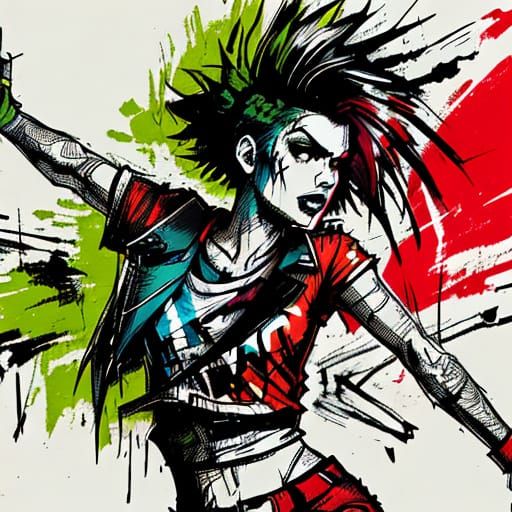 Expressive Portrait of a Runner in Vibrant, Energetic Style