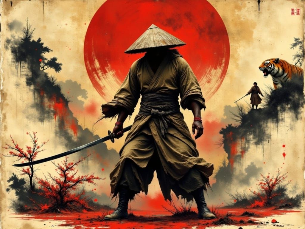 Legendary Swordsman in Dynamic Battle Stance