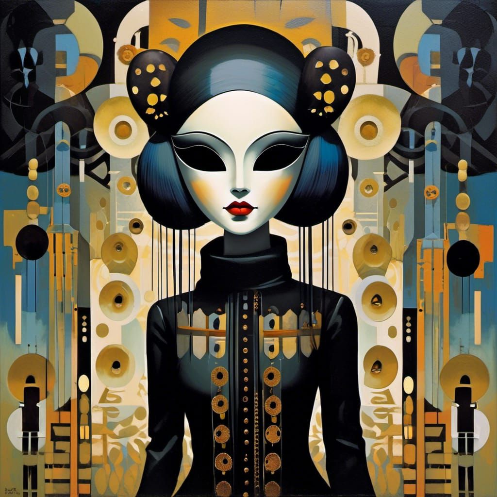 Dystopian Eyeless Doll Mask in Necropunk Style