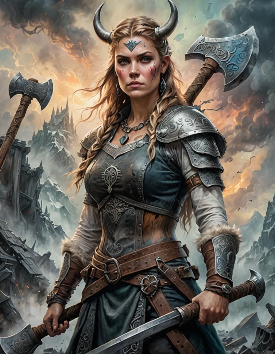 Viking Warrior Portrait in Ethereal Fantasy Style